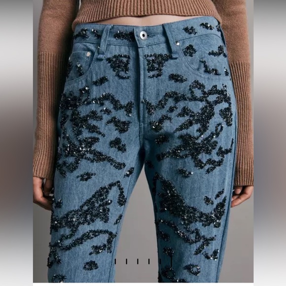 Rag & Bone Blue Denim Rosa Sequin Pants - Picture 2 of 2